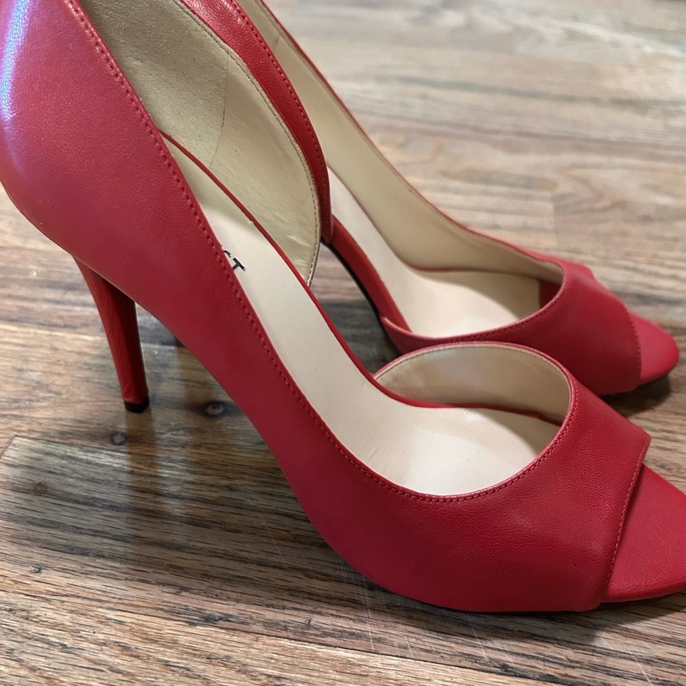 Nine West Red Peep-Toe Heels